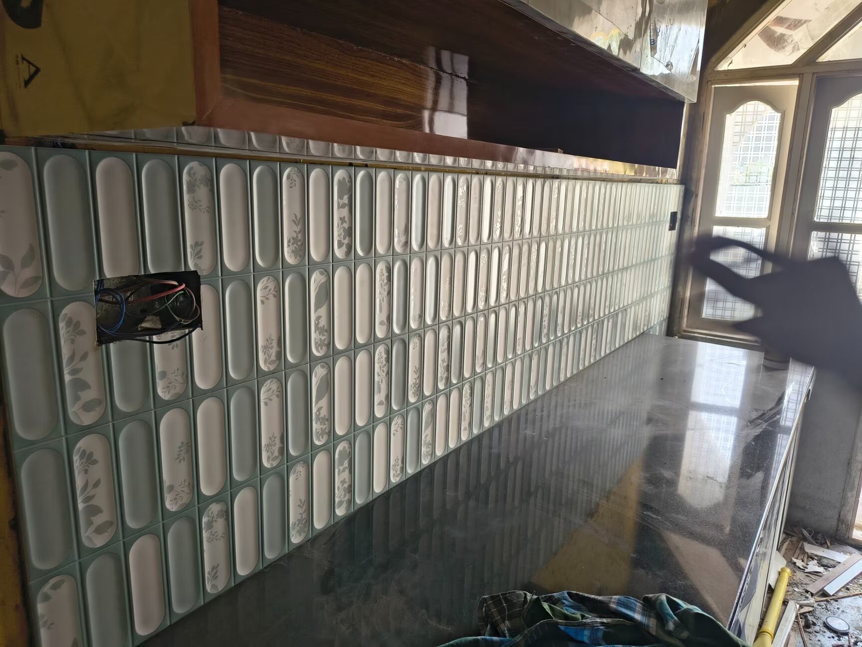 Completed grey floor tile installation in Bangalore